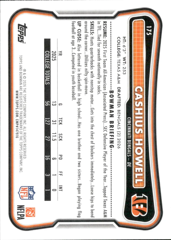 Cashius Howell card back