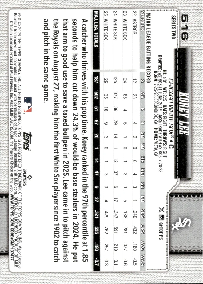 Korey Lee card back