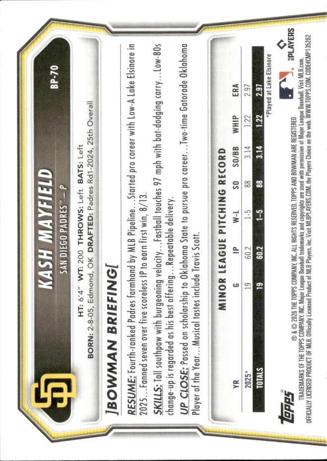 Kash Mayfield card back