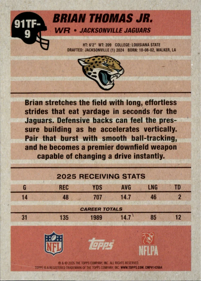 Brian Thomas Jr. card back