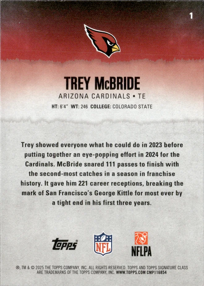 Trey McBride card back