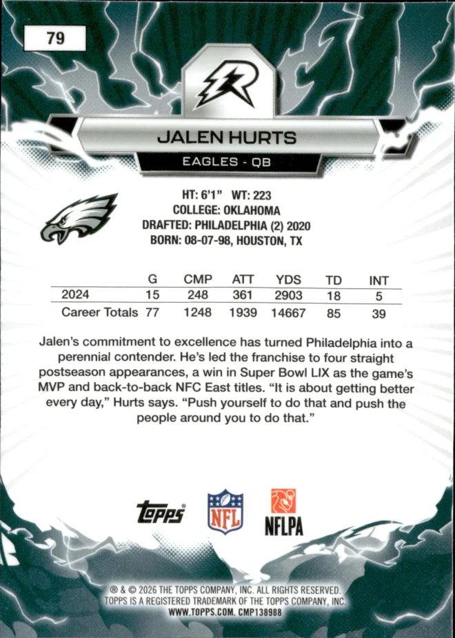 Jalen Hurts card back