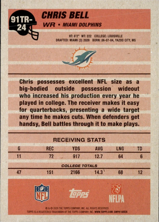 Chris Bell card back