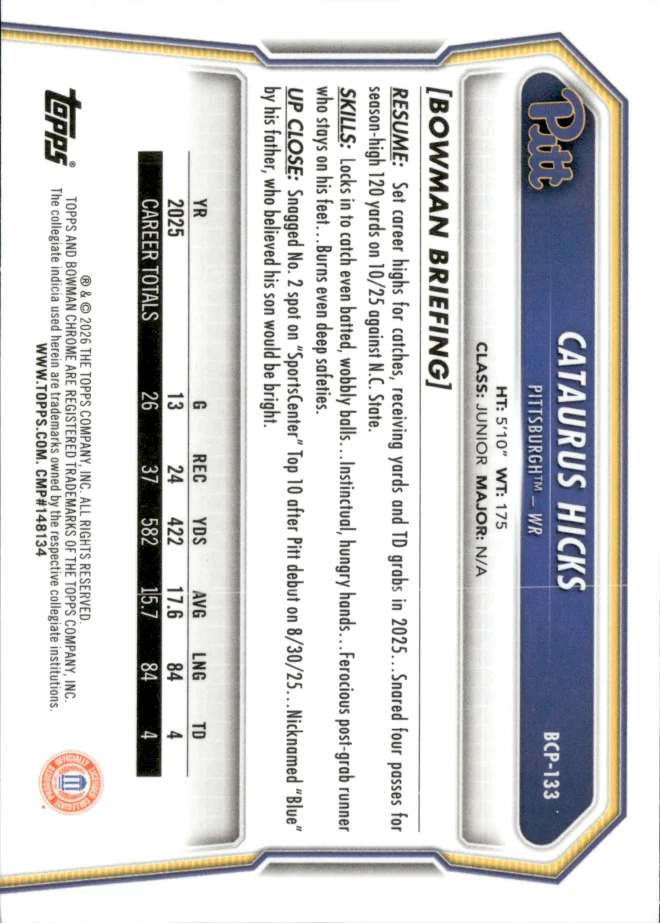 Cataurus Hicks card back