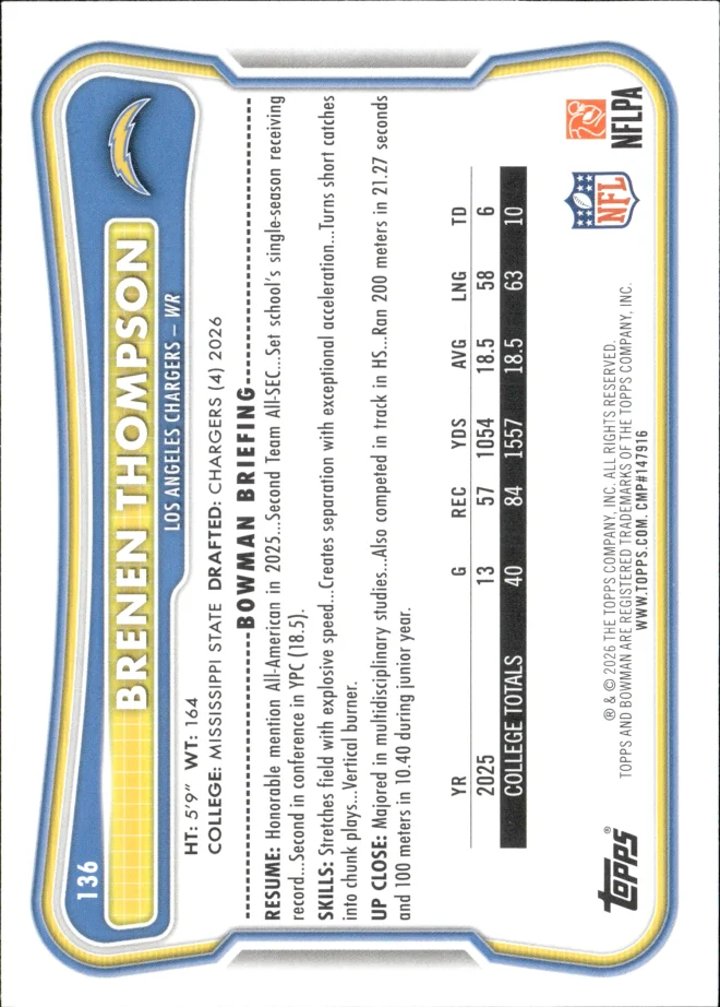 Brenen Thompson card back