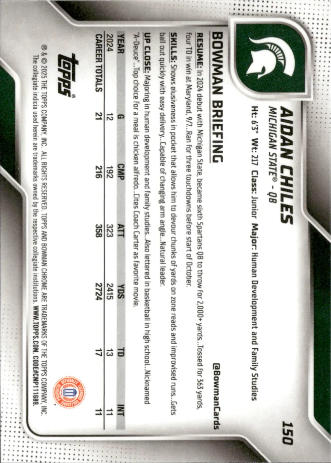 Aidan Chiles card back