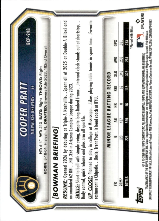 Cooper Pratt card back