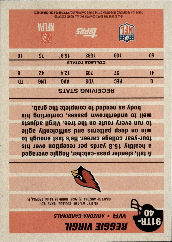 Reggie Virgil card back