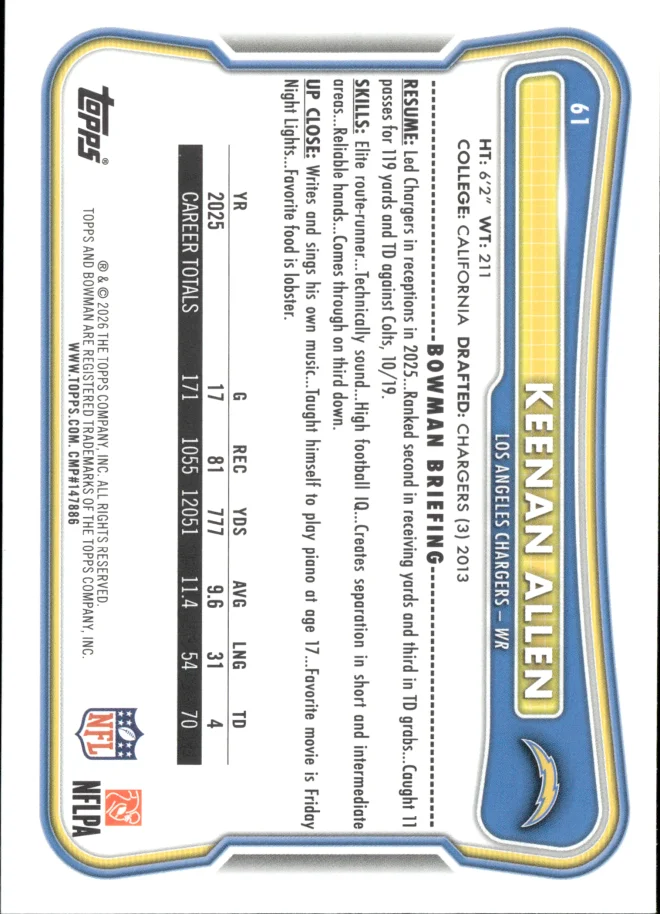 Keenan Allen card back