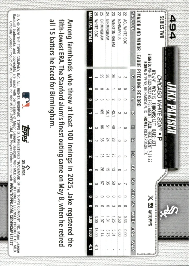 Jake Palisch card back