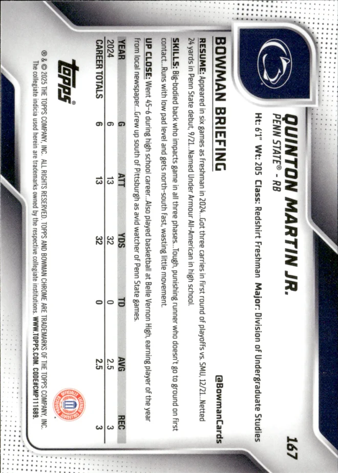 Quinton Martin Jr. card back