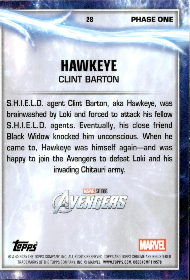 Hawkeye / Clint Barton card back