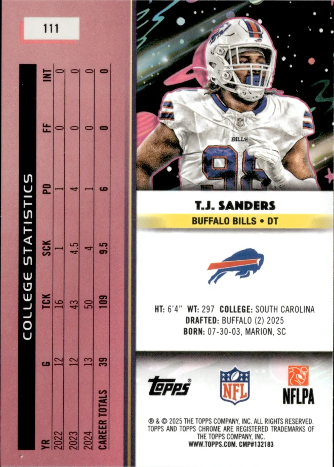 T.J. Sanders card back