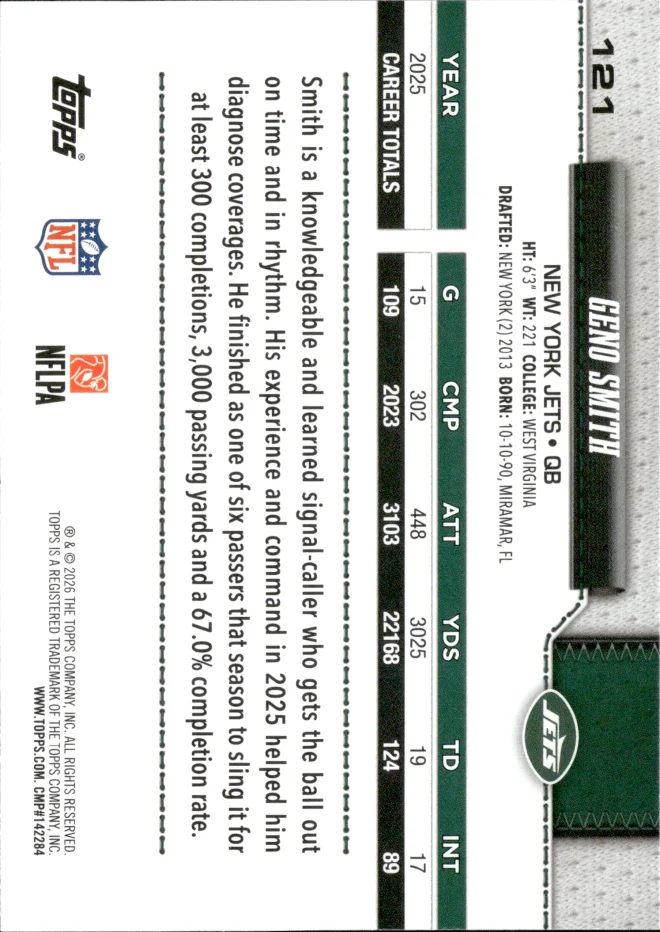 Geno Smith card back