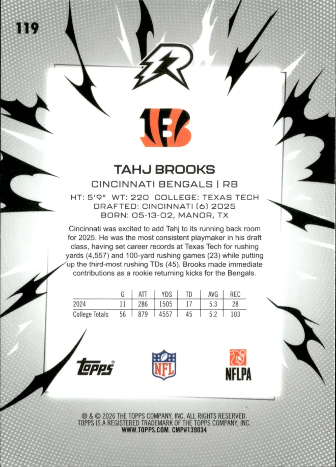 Tahj Brooks card back