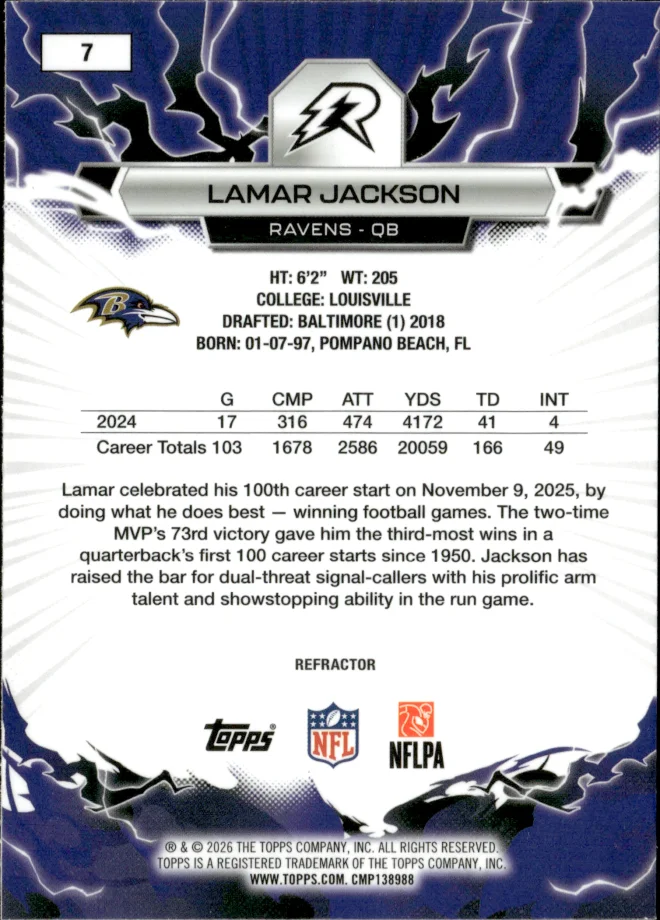 Lamar Jackson card back