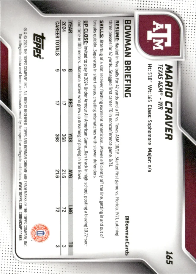 Mario Craver card back
