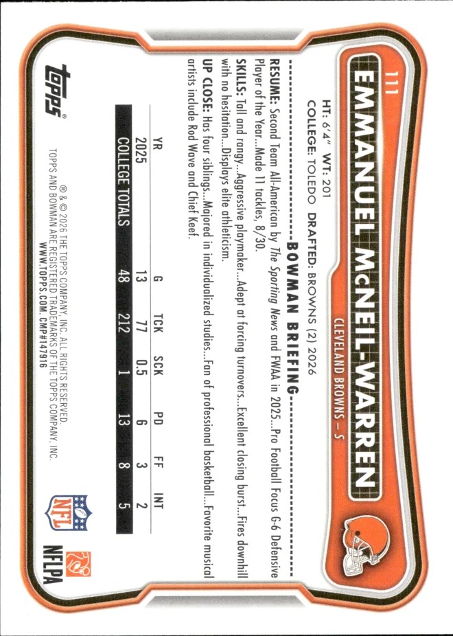 Emmanuel McNeil-Warren card back