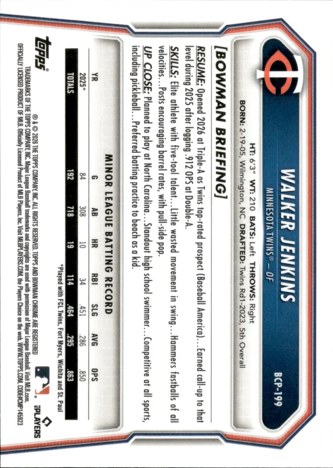 Walker Jenkins card back