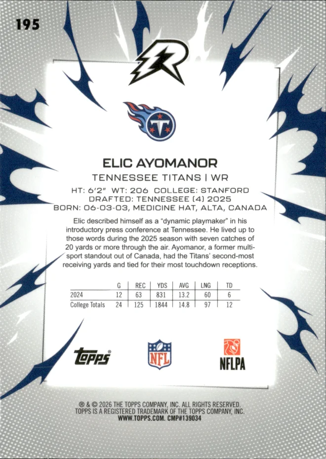 Elic Ayomanor card back