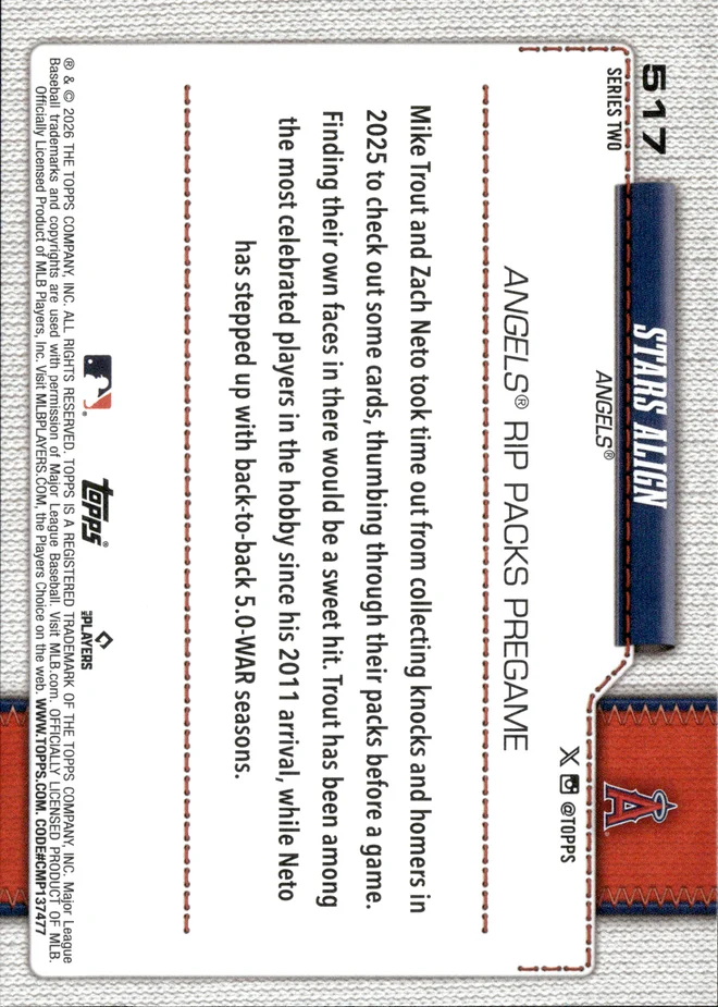 Mike Trout & Zach Neto card back