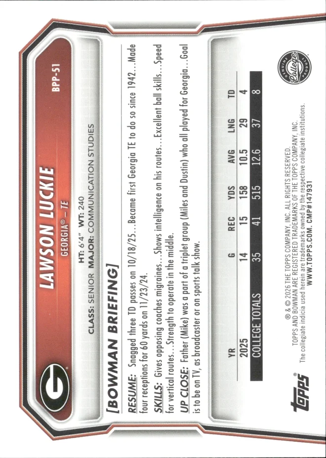 Lawson Luckie card back