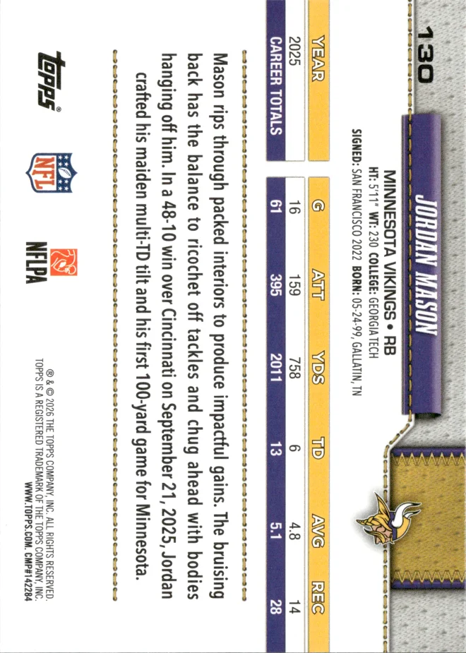 Jordan Mason card back