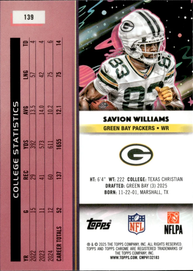 Savion Williams card back
