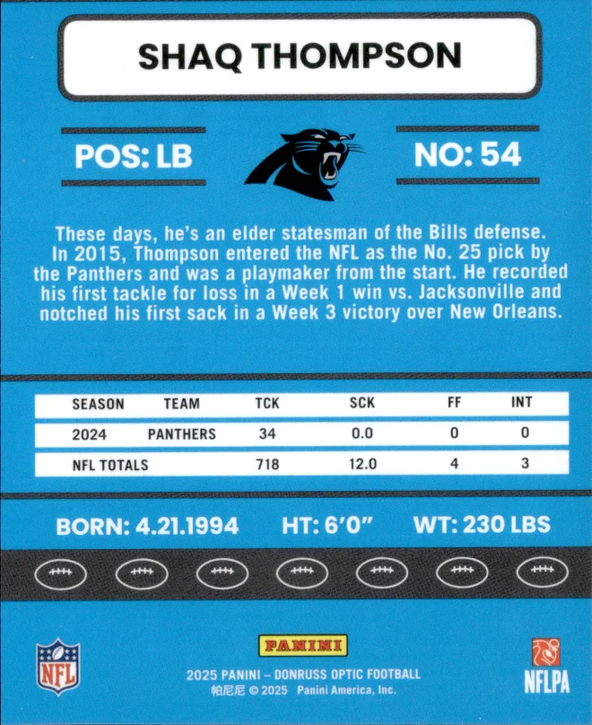 Shaq Thompson card back