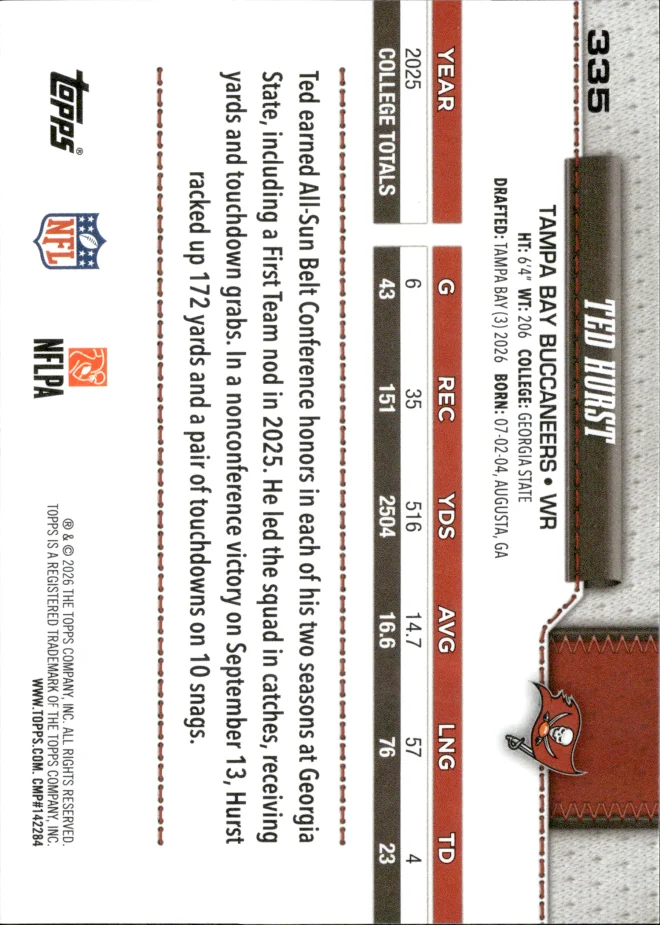 Ted Hurst card back