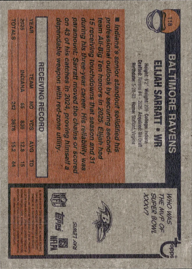 Elijah Sarratt card back