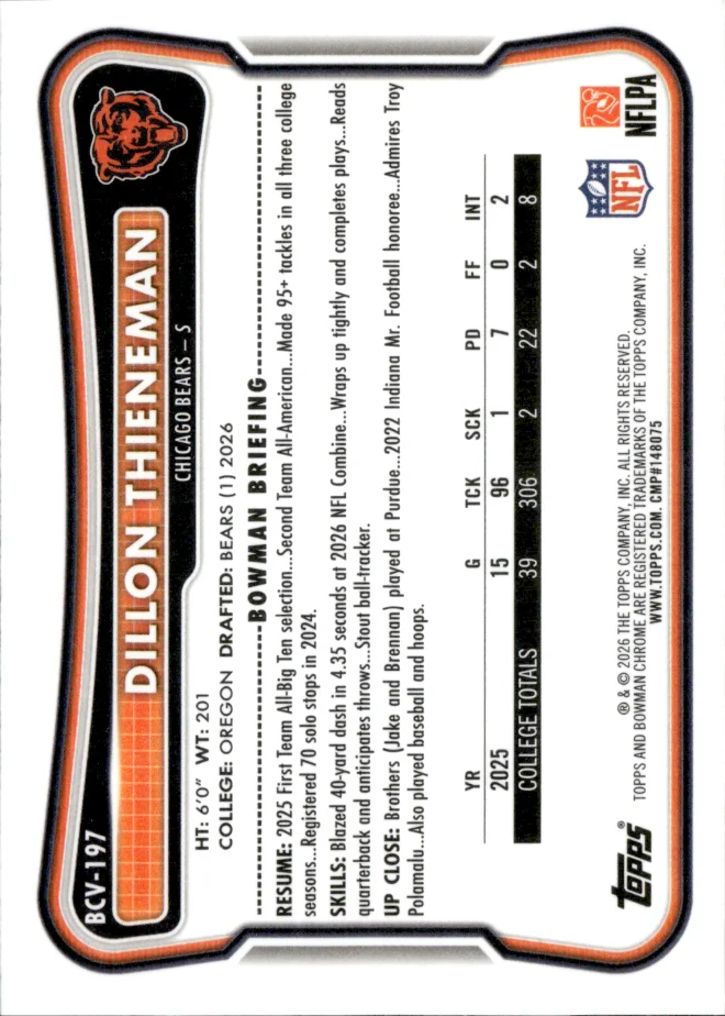 Dillon Thieneman card back