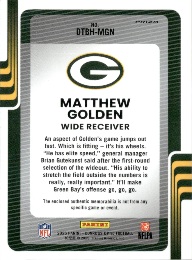Matthew Golden card back