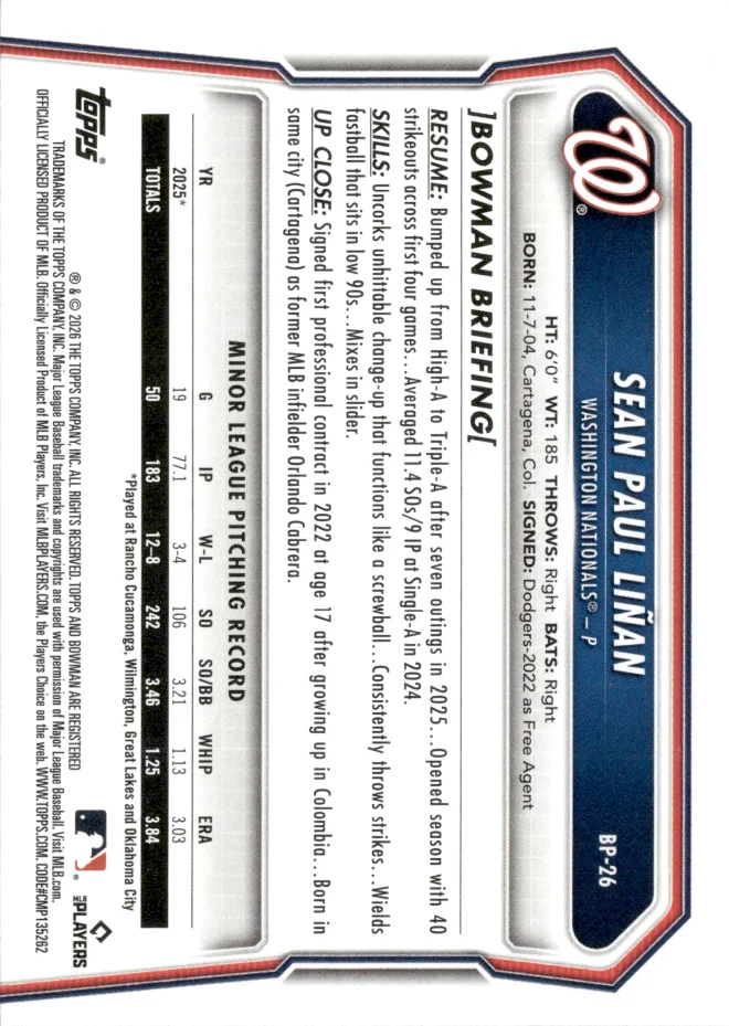 Sean Paul Liñán card back