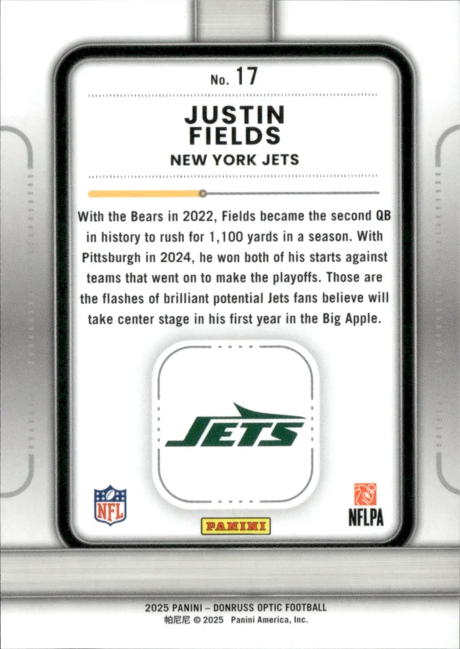 Justin Fields card back