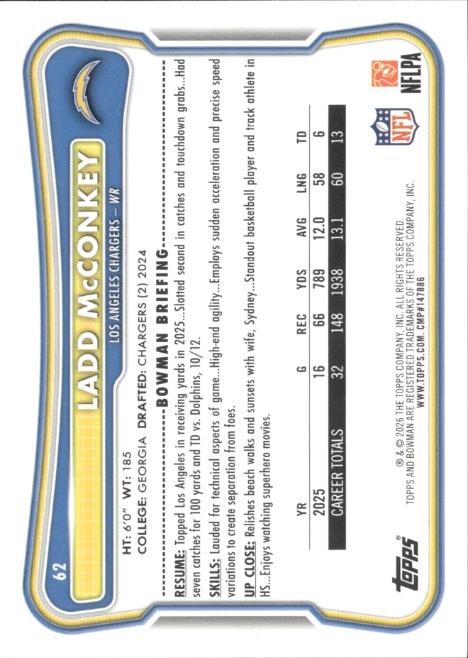 Ladd McConkey card back