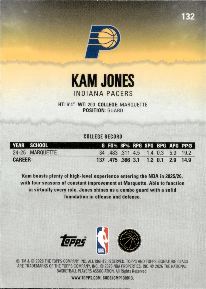 Kam Jones card back