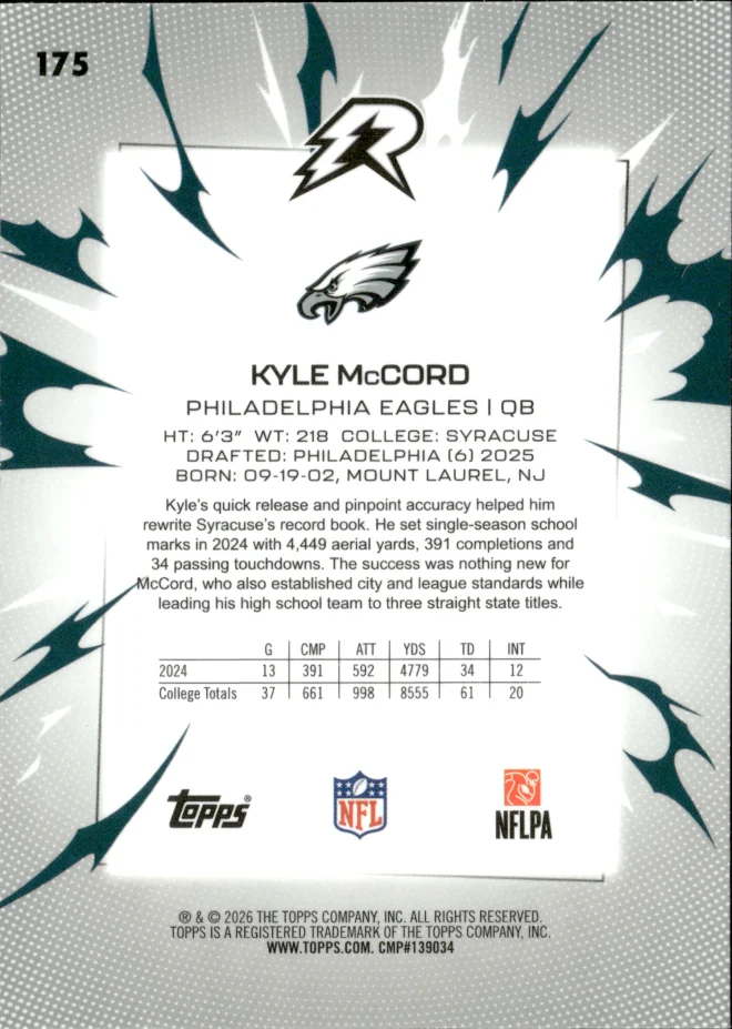 Kyle McCord card back