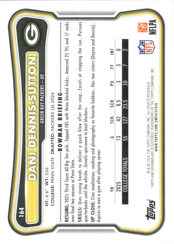 Dani Dennis-Sutton card back