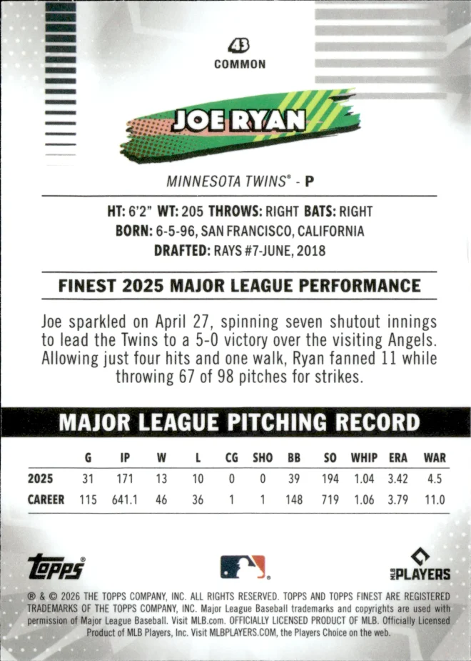 Joe Ryan card back