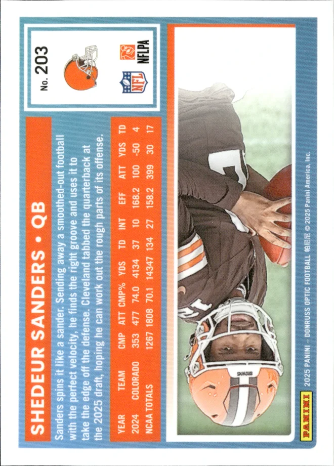 Shedeur Sanders card back