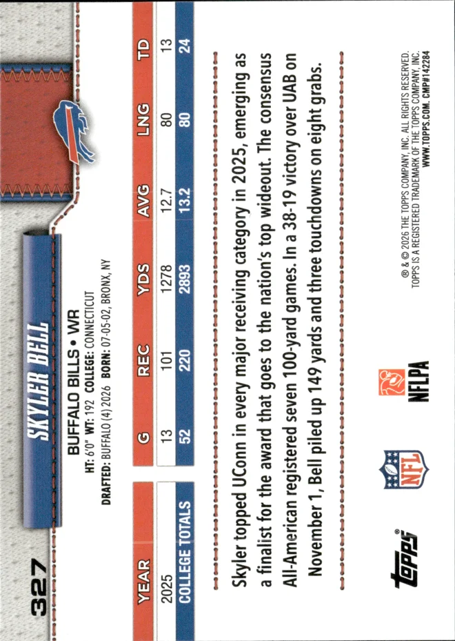 Skyler Bell card back