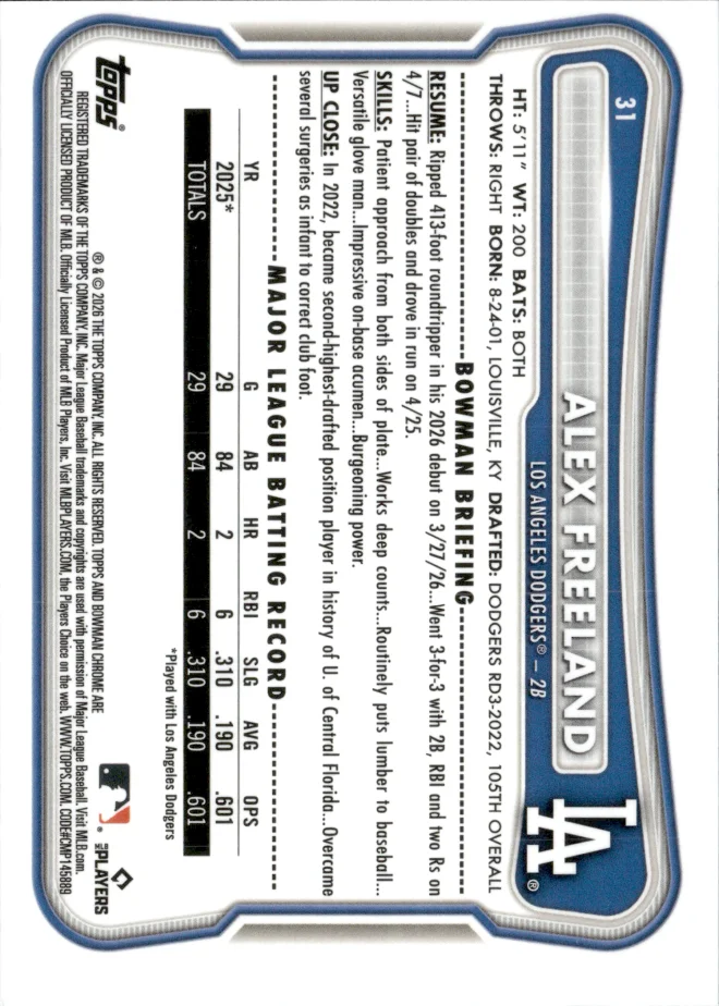 Alex Freeland card back