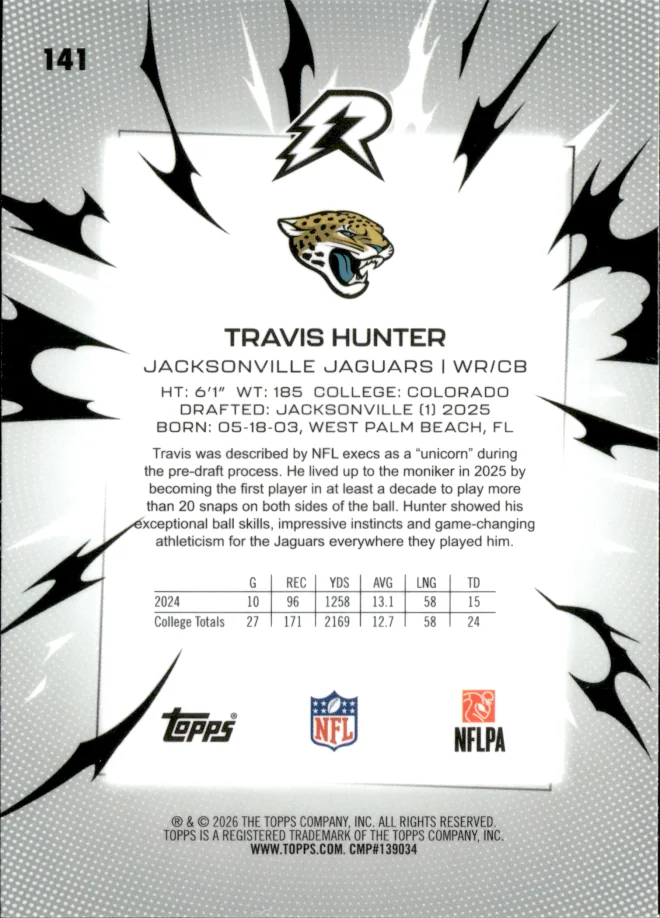 Travis Hunter card back