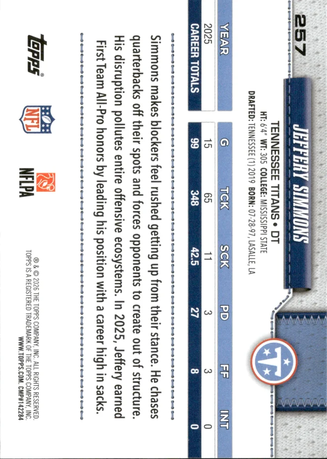 Jeffery Simmons card back
