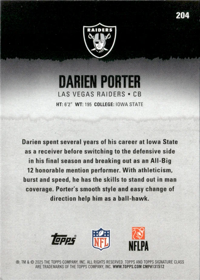 Darien Porter card back
