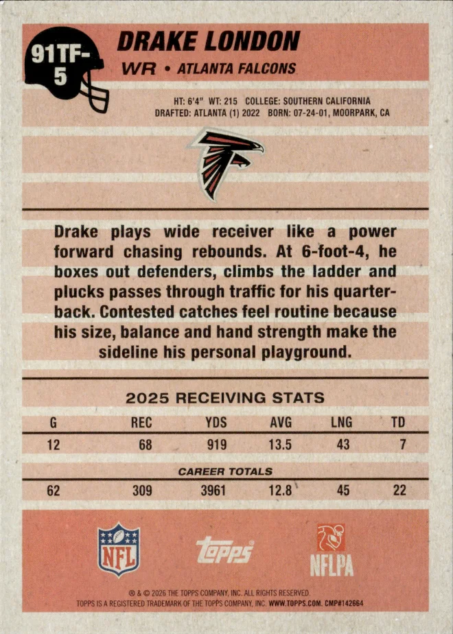 Drake London card back