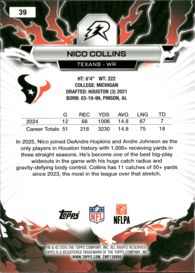 Nico Collins card back