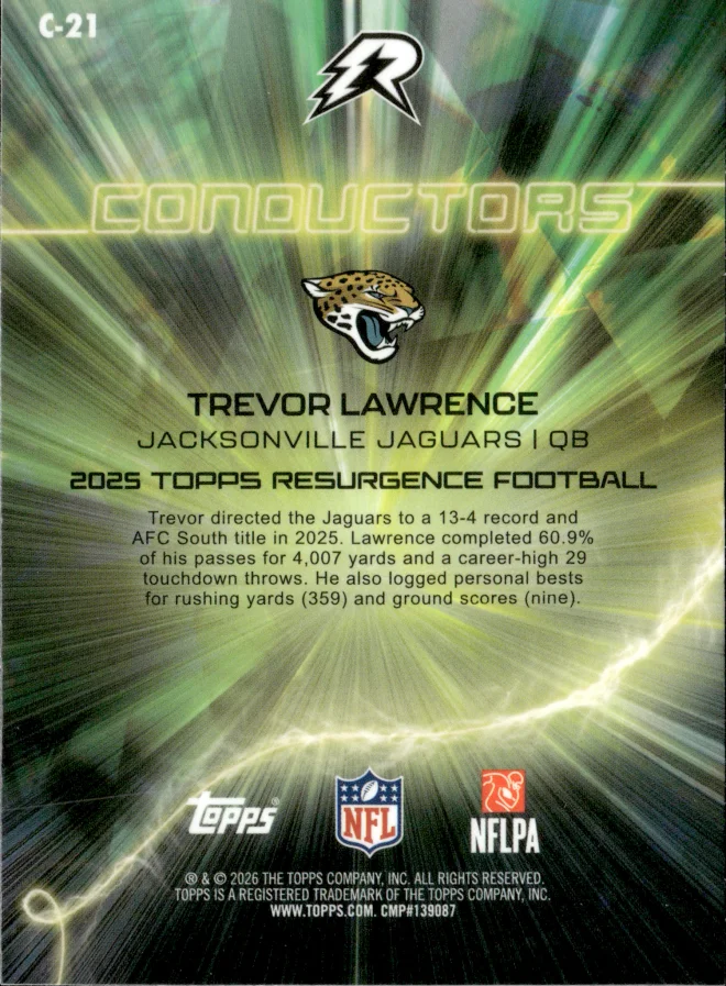 Trevor Lawrence card back