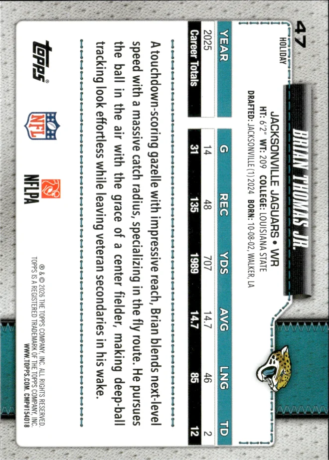 Brian Thomas Jr. card back